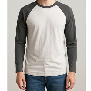 George Men S CH Baseball Raglan Long Sleeve T Shirt Light Gray Dark Gray